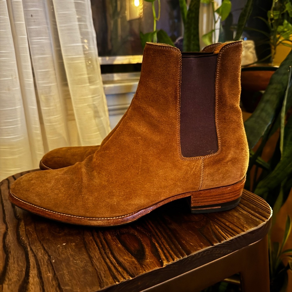 Saint Laurent Paris‎ Wyatt Suede Chelsea Boots Brown Mens Size 42